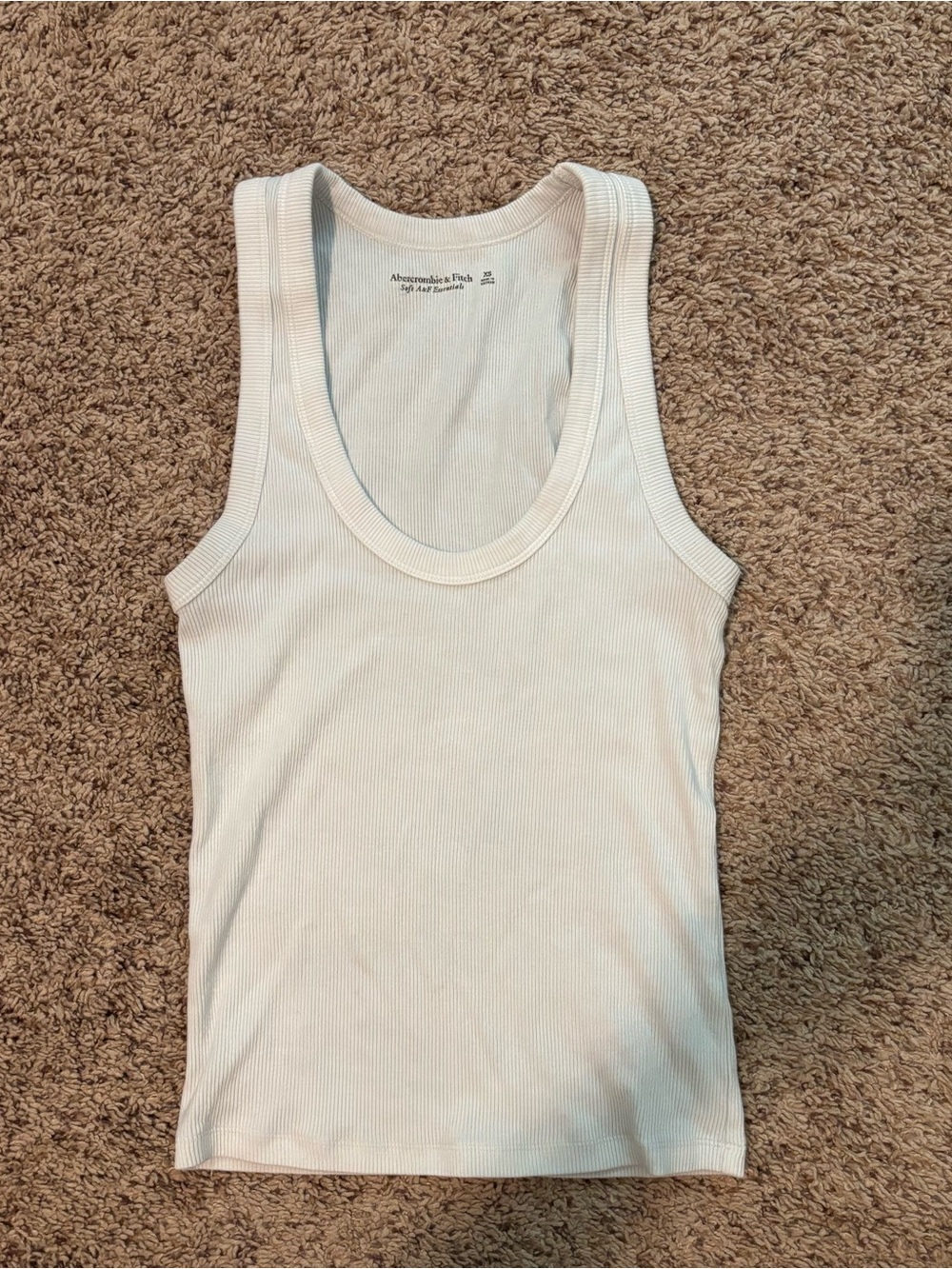 Abercrombie & Fitch Cream Ribbed Scoop Tank